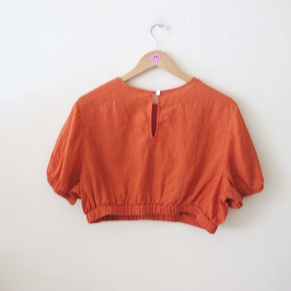 STAUD Athena Linen Crop Top XL Burnt Orange Boho Peasant - Picture 5 of 5